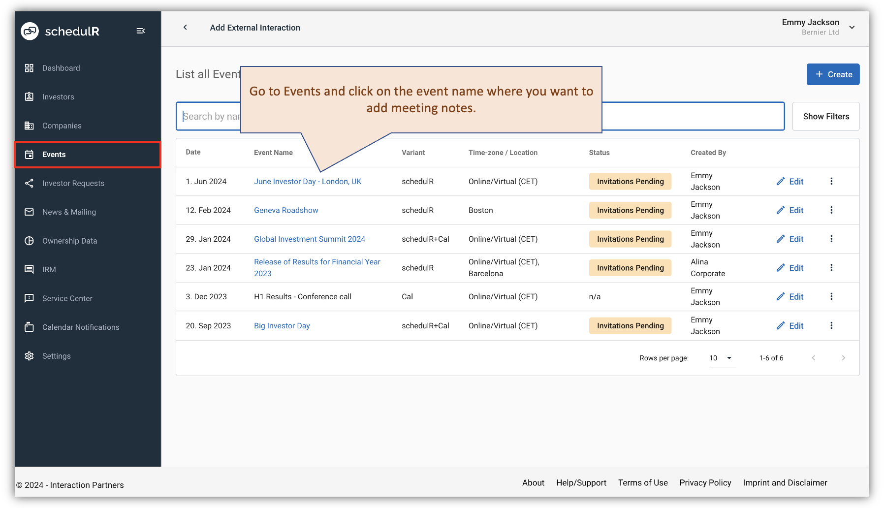 Figure 3.16 – Add Meeting Notes via event schedule –1/3