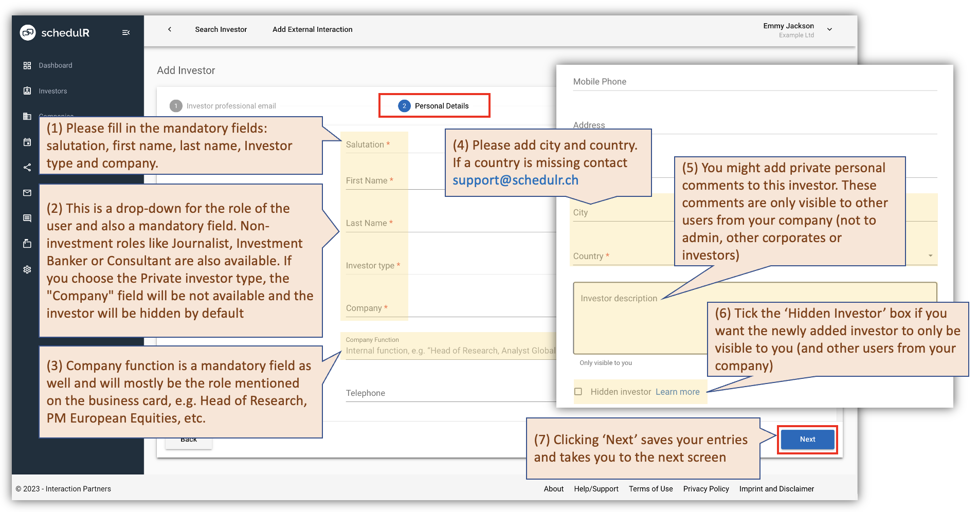 Figure 3.5 – Add new investor - Screen 2