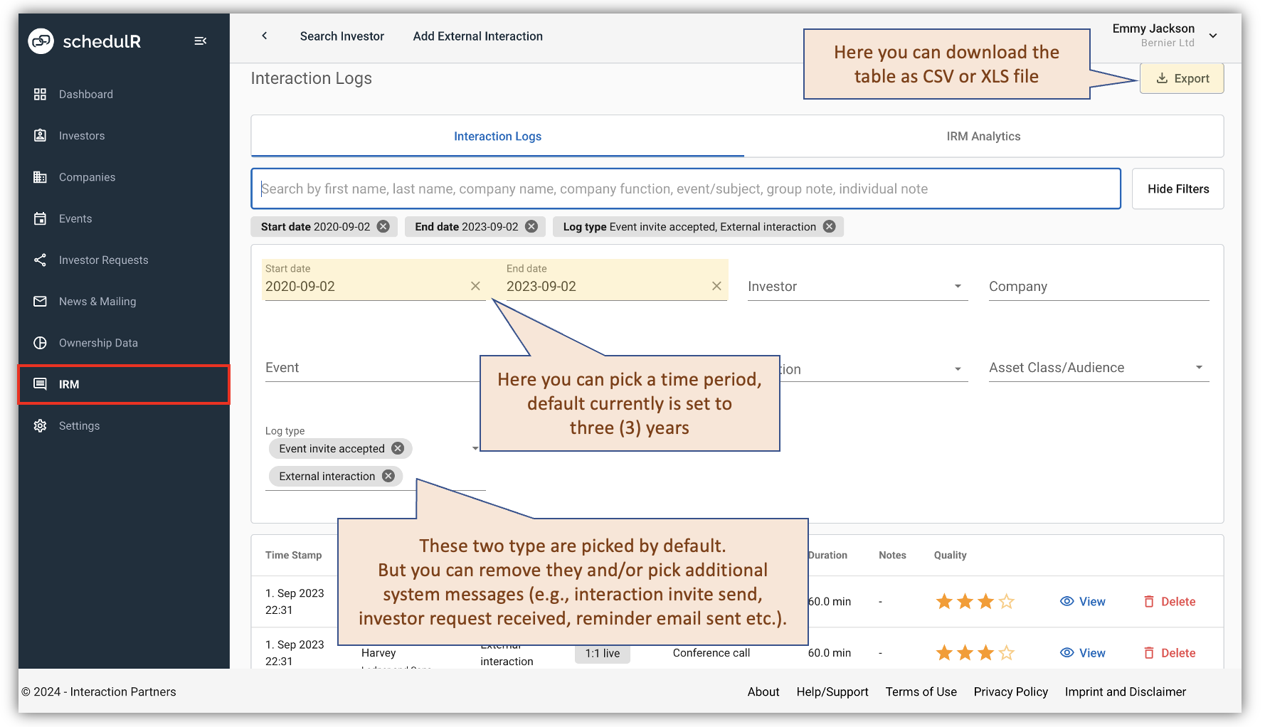 Figure 4.16 – View and Download Interactions for IR Reporting