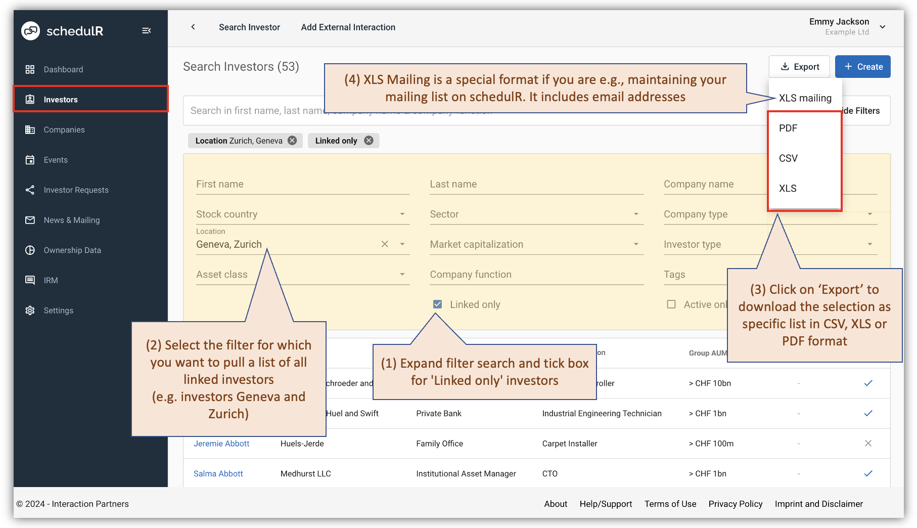 Figure 5.10 – Pull linked investors by location