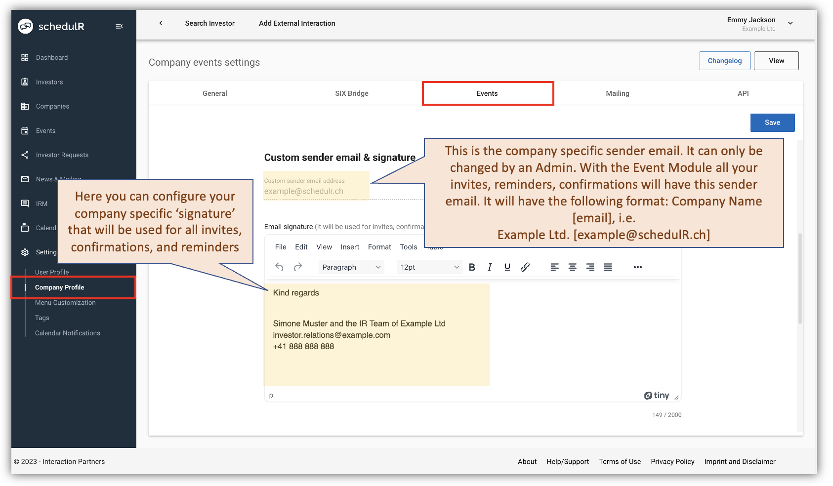 Figure 7.11 – Events screen. Create own event